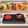 imageVBGK Electric Cooktop 110V 3600W Stove top 20 inch Countertop Cooktop with 9 Power Levels LED touch control Overheat Protection Child Safety Lock ampamp Timer touch control 2 burner Electric cooktop