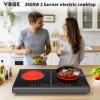 imageVBGK Electric Cooktop 110V 3600W Stove top 20 inch Countertop Cooktop with 9 Power Levels LED touch control Overheat Protection Child Safety Lock ampamp Timer touch control 2 burner Electric cooktop