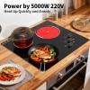 imageVBGK Electric Cooktop24 inch 220V Electric Stove TopTouch and Knob ControlLED9 Power Levels Kids Lock ampampTimerOverheat Protection5000W 3 burner cooktop
