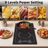 imageVBGK Electric Cooktop24 inch 220V Stove TopTouch and Knob ControlLED9 Power Levels Kids Lock ampTimerOverheat Protection5000W 3 burner electric cooktopDouble Burner Induction Cooktop