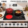 imageVBGK Electric Cooktop24 inch 220V Stove TopTouch and Knob ControlLED9 Power Levels Kids Lock ampTimerOverheat Protection5000W 3 burner electric cooktop3 Burners Electric Cooktop
