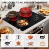 imageVBGK Electric Cooktop24 inch 220V Stove TopTouch and Knob ControlLED9 Power Levels Kids Lock ampTimerOverheat Protection5000W 3 burner electric cooktop3 Burners Electric Cooktop