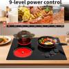 imageVBGK Electric Cooktop24 inch 220V Stove TopTouch and Knob ControlLED9 Power Levels Kids Lock ampTimerOverheat Protection5000W 3 burner electric cooktop3 Burners Electric Cooktop