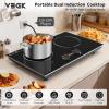 imageVBGK Electric Cooktop24 inch 220V Stove TopTouch and Knob ControlLED9 Power Levels Kids Lock ampTimerOverheat Protection5000W 3 burner electric cooktop2 Burner Induction Cooktop