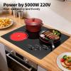 imageVBGK Electric Cooktop24 inch 220V Stove TopTouch and Knob ControlLED9 Power Levels Kids Lock ampTimerOverheat Protection5000W 3 burner electric cooktop3 Burners Electric Cooktop