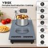 imageVBGK 2 burner Induction Hop3600W Electric hob 2 burner with Knob Control9 Power Levels Kids Lock amp TimerLED touch controldouble induction hopcountertop burners
