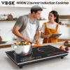 imageVBGK 2 burner Induction Hop3600W Electric hob 2 burner with Knob Control9 Power Levels Kids Lock amp TimerLED touch controldouble induction hopinduction plate