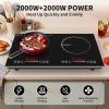 imageVBGK 2 burner Induction Hop3600W Electric hob 2 burner with Knob Control9 Power Levels Kids Lock amp TimerLED touch controldouble induction hopinduction plate