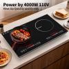 imageVBGK 2 burner Induction Hop3600W Electric hob 2 burner with Knob Control9 Power Levels Kids Lock amp TimerLED touch controldouble induction hopinduction plate