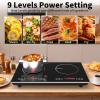 imageVBGK 2 burner Induction Hop3600W Electric hob 2 burner with Knob Control9 Power Levels Kids Lock amp TimerLED touch controldouble induction hopinduction plate