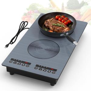 imageVBGK 2 burner Induction Hop3600W Electric hob 2 burner with Knob Control9 Power Levels Kids Lock amp TimerLED touch controldouble induction hopcountertop burners