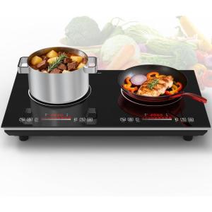 imageVBGK 2 burner Induction Hop3600W Electric hob 2 burner with Knob Control9 Power Levels Kids Lock amp TimerLED touch controldouble induction hopinduction plate