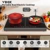 imageVBGK Electric Cooktop 110V 3600w Stove top 22 inch Countertop with 9 Power Levels LED touch control Overheat Protection Child Safety Lock amp Timer touch control 2 burer Electric cooktop
