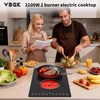 image:imageVBGK Electric Cooktop110V 2100W Electric Stove Top with LED touch Control9 Power Levels Kids Lock amp 2H TimerOverheat Protection stove12 Inch 2 burner cooktop
