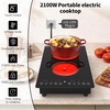image:imageVBGK Electric Cooktop110V 2100W Electric Stove Top with LED touch Control9 Power Levels Kids Lock amp 2H TimerOverheat Protection stove12 Inch 2 burner cooktop