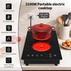 image:imageVBGK Electric Cooktop110V 2100W Electric Stove Top with LED touch Control9 Power Levels Kids Lock amp 4H TimerOverheat Protection stove12 Inch 2 burner cooktop