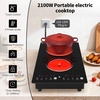 image:imageVBGK 2 burner cooktop110V 4000W 2 burner induction stove top with Brushed Panel LED touch Control induction cooker with 8 Power Levels Kids Lock amp 4H TimerDouble Burner Electric Cooktop