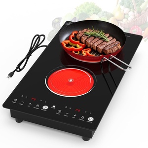 image:imageVBGK 2 burner cooktop110V 4000W 2 burner induction stove top with Brushed Panel LED touch Control induction cooker with 8 Power Levels Kids Lock amp 4H TimerDouble Burner Electric Cooktop