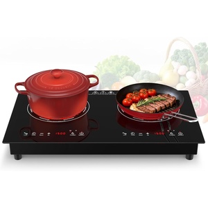 image:imageVBGK 2 burner induction cooktop110V 4000W 2 burner induction plate with Brushed Panel LED touch Control induction stove top with 10 Power Levels Kids Lock amp 4H TimerDouble Burner Electric Cooktop
